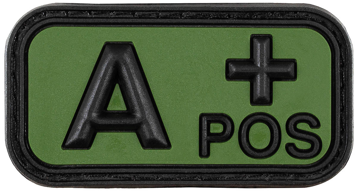 Plasture Velcro Grupă Sanguină A POS 3D Negru-Olive MFH - Cauciuc, 5x2.5cm