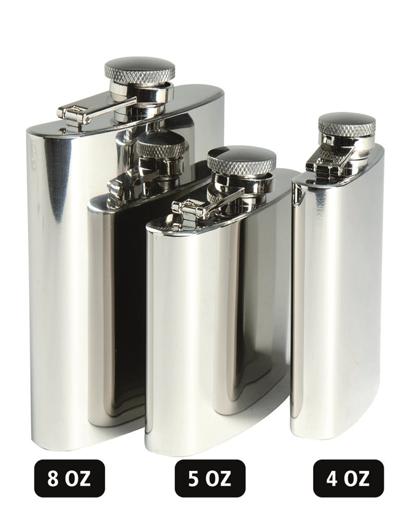 Ploscă Mil-Tec – variante de 8, 5 și 4 oz alăturate