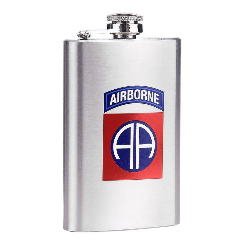 Ploscă Zakfles 82nd Airborne RVS Zilver/Chrome - Echipament Esențial pentru Orice Misiune