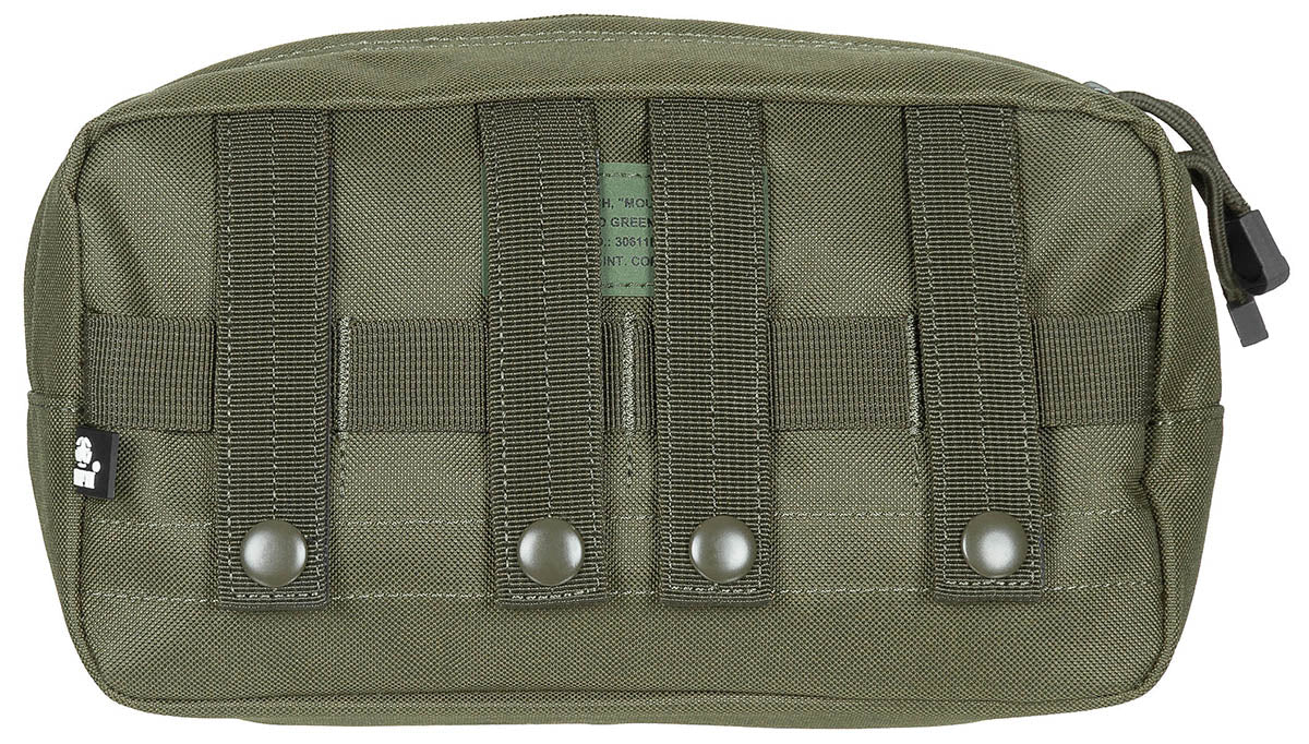 Pochetă MOLLE Multifuncțională Mare Oliv MFH - Fermoar bidirecțional, 4 curele MOLLE