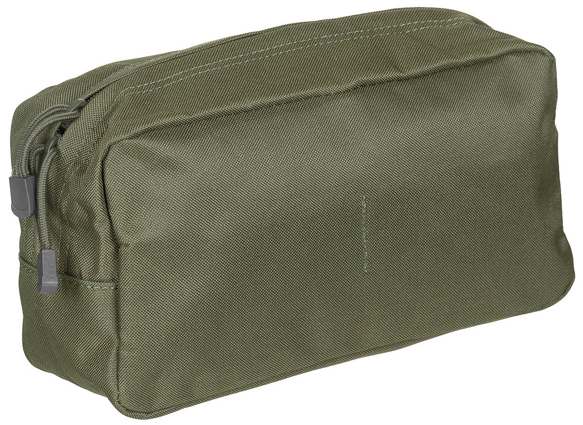 Pochetă MOLLE Multifuncțională Mare Oliv MFH - Fermoar bidirecțional, 4 curele MOLLE