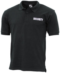 Polo Imprimat Security Negru MFH - Imprimeu piept/spate, Guler tricotat