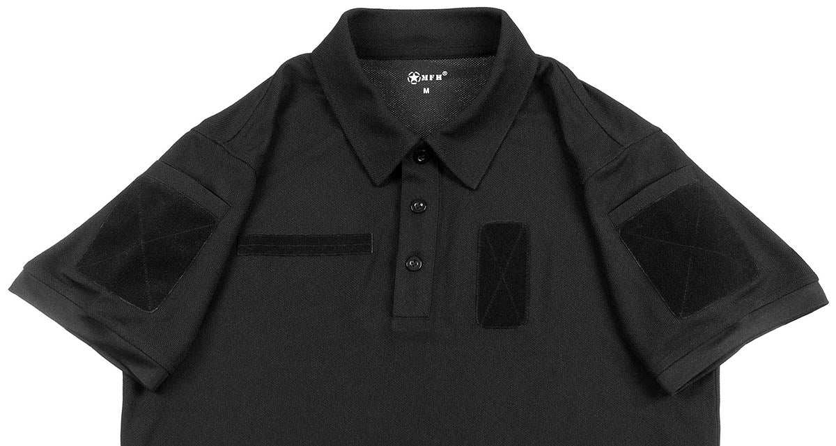 Polo Mânecă Scurtă Tactical Negru MFH - Coolmax, Uscare Rapidă