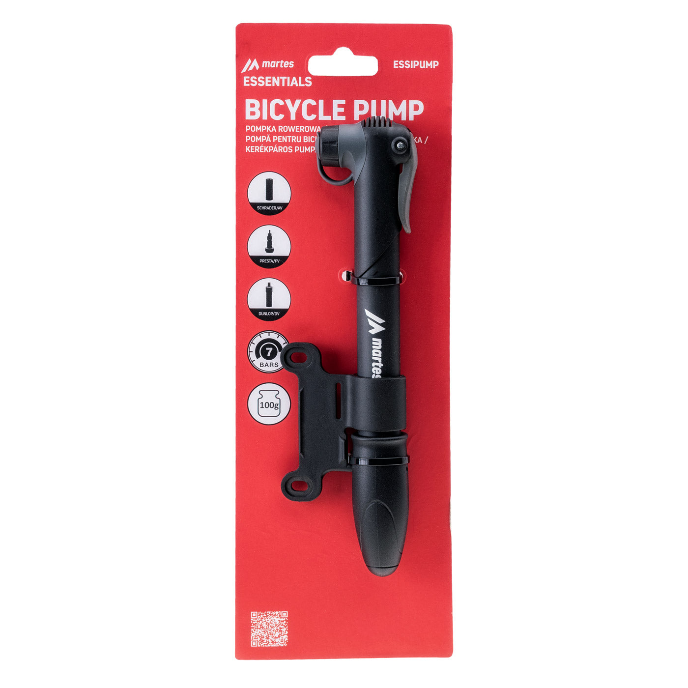 Pompă Bicicletă ESSIPUMP Martes Essentials - Compactă, Universală - 1