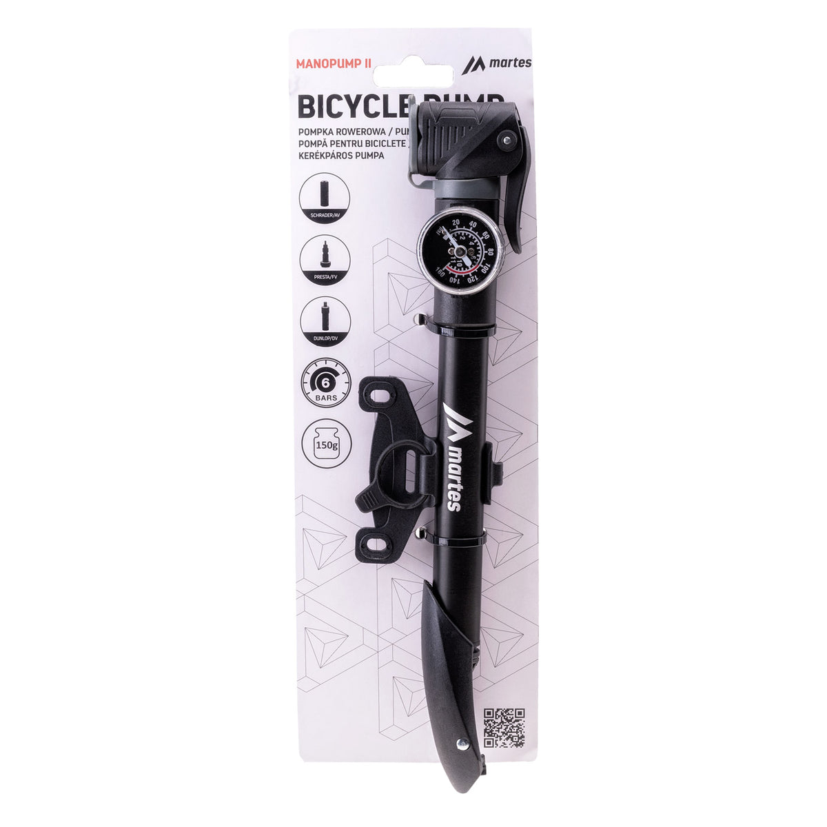 Pompă Bicicletă MANOPUMP II MARTES - Manometru, 6 BAR - 1