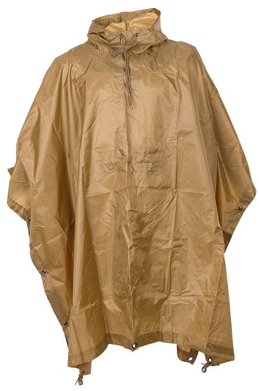 Poncho Rip Stop Coyote MFH - Cusături Sudate, 100% Poliester
