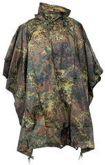 Poncho Rip Stop Flecktarn BW camo MFH - Cusături Sudate, 8 Ochiuri