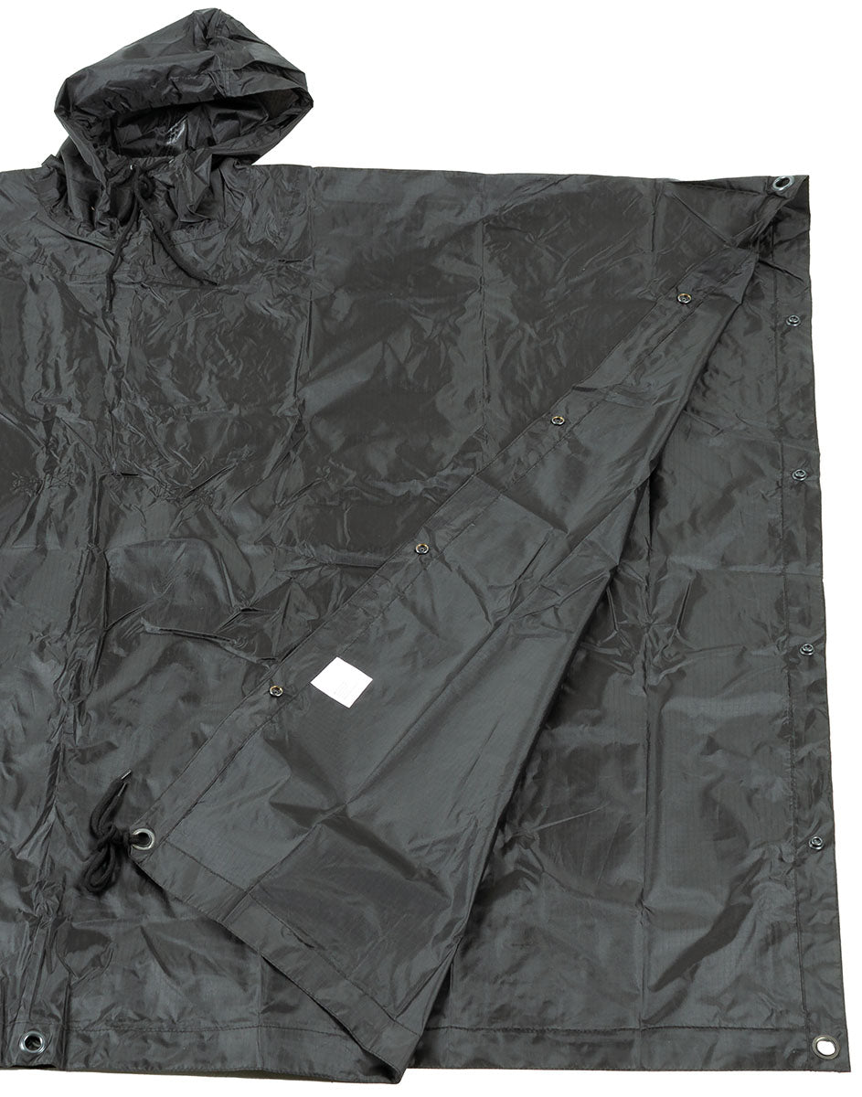 Poncho Rip Stop Negru MFH - Cusături Sudate, 100% Poliester