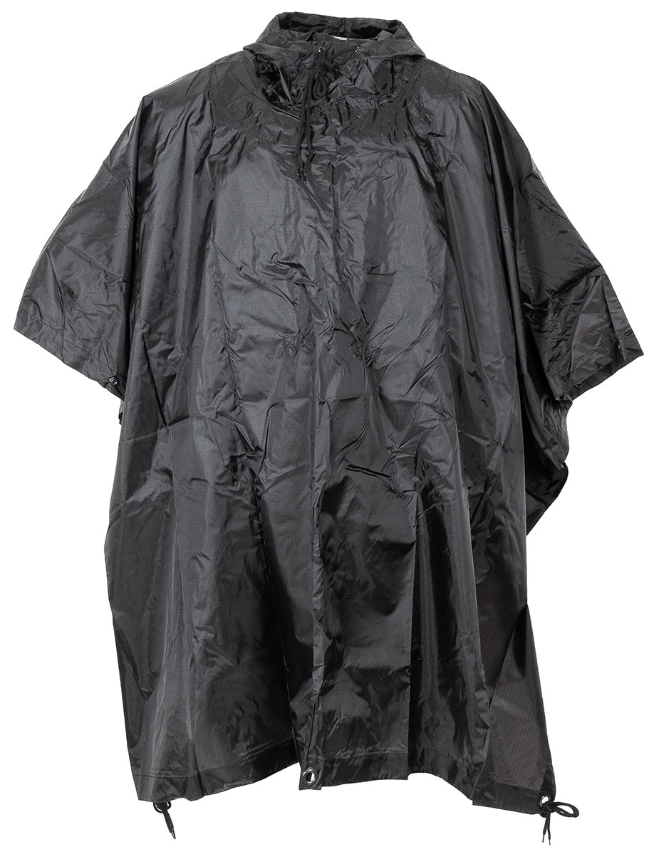Poncho Rip Stop Negru MFH - Cusături Sudate, 100% Poliester