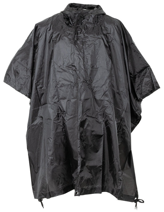 Poncho Rip Stop Negru MFH - Cusături Sudate, 100% Poliester
