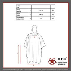 Poncho Rip Stop Oliv MFH - Impermeabil, Poliester 100%