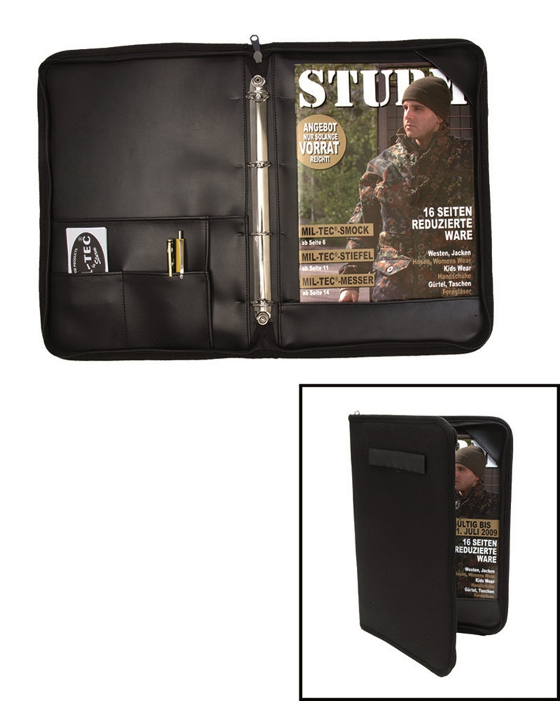 Portdocumente Commander Mil-Tec – A4, Poliester, Negru