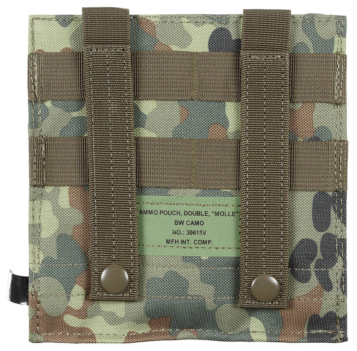 Portmagazie dublă MOLLE Flecktarn MFH - Clapete Velcro, 2 curele MOLLE