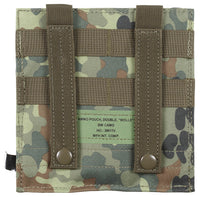 Portmagazie dublă MOLLE Flecktarn MFH - Clapete Velcro, 2 curele MOLLE