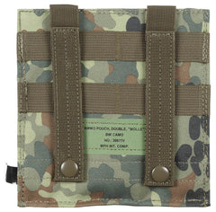 Portmagazie dublă MOLLE Flecktarn MFH - Clapete Velcro, 2 curele MOLLE