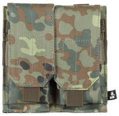 Portmagazie dublă MOLLE Flecktarn MFH - Clapete Velcro, 2 curele MOLLE