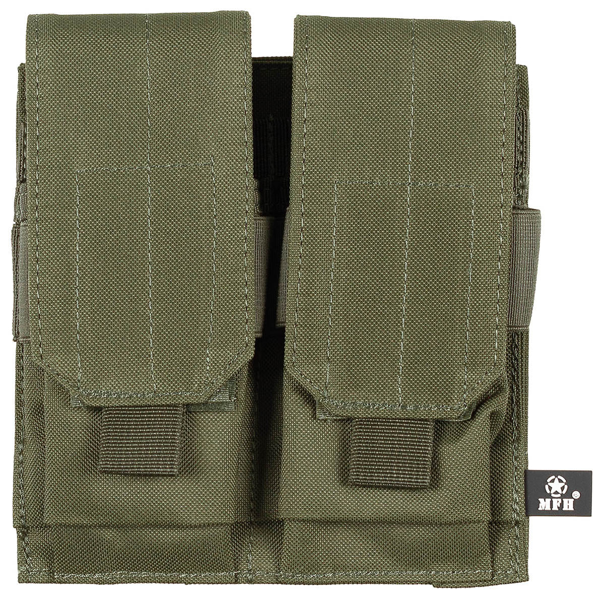 Portmagazie Dublă MOLLE Verde OD MFH - Clapete Velcro, Benzi Elastice