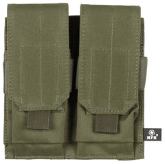 Portmagazie Dublă MOLLE Verde OD MFH - Clapete Velcro, Benzi Elastice
