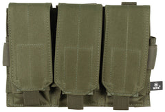 Portmagazie Triplă MOLLE Verde Oliv OD MFH - Clape Velcro, 4 Benzi MOLLE