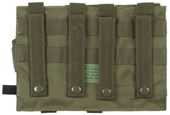 Portmagazie Triplă MOLLE Verde Oliv OD MFH - Clape Velcro, 4 Benzi MOLLE
