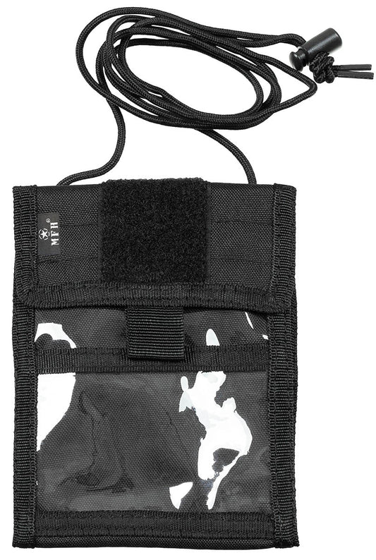 Portofel de Gât Brustbeutel Negru MFH - Sistem Velcro, Fereastră ID