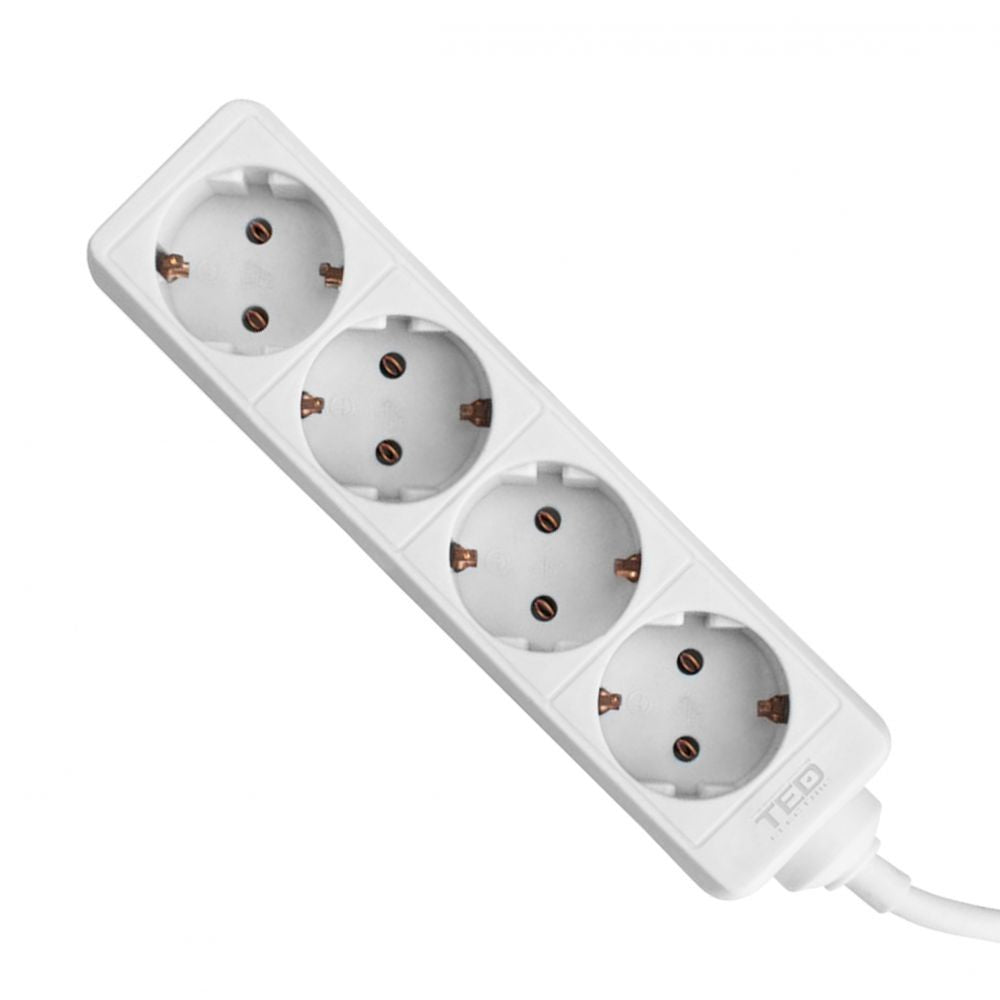 Prelungitor 4 Prize Schuko 1.5m TED Electric - 2300W, Alb - 2