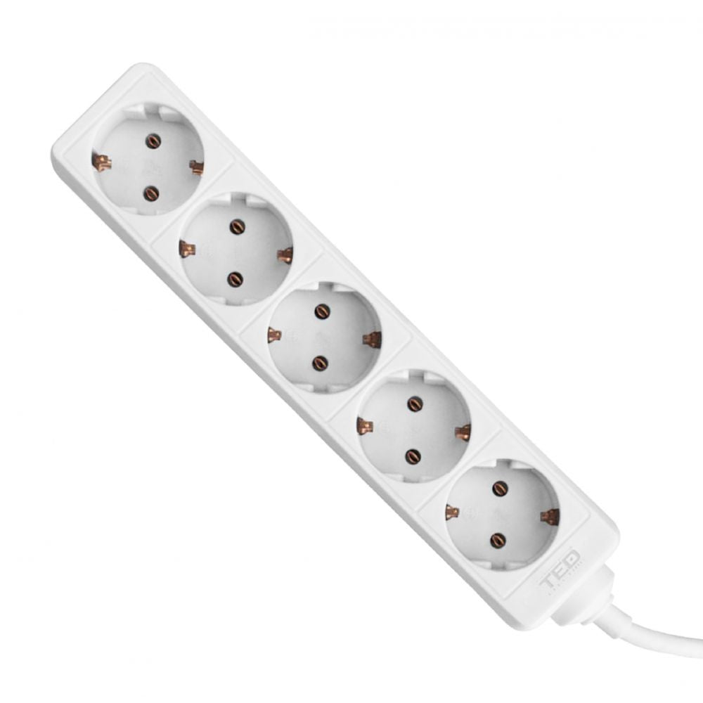 Prelungitor 5 Prize Schuko 3m TED Electric - Alb, 3680W, Siguranță - 2