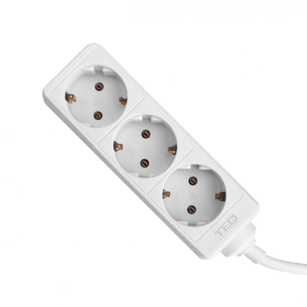 Prelungitor 5m 3 Schuko 3x1.5mm TED Electric - Alb, 3680W Putere - 2