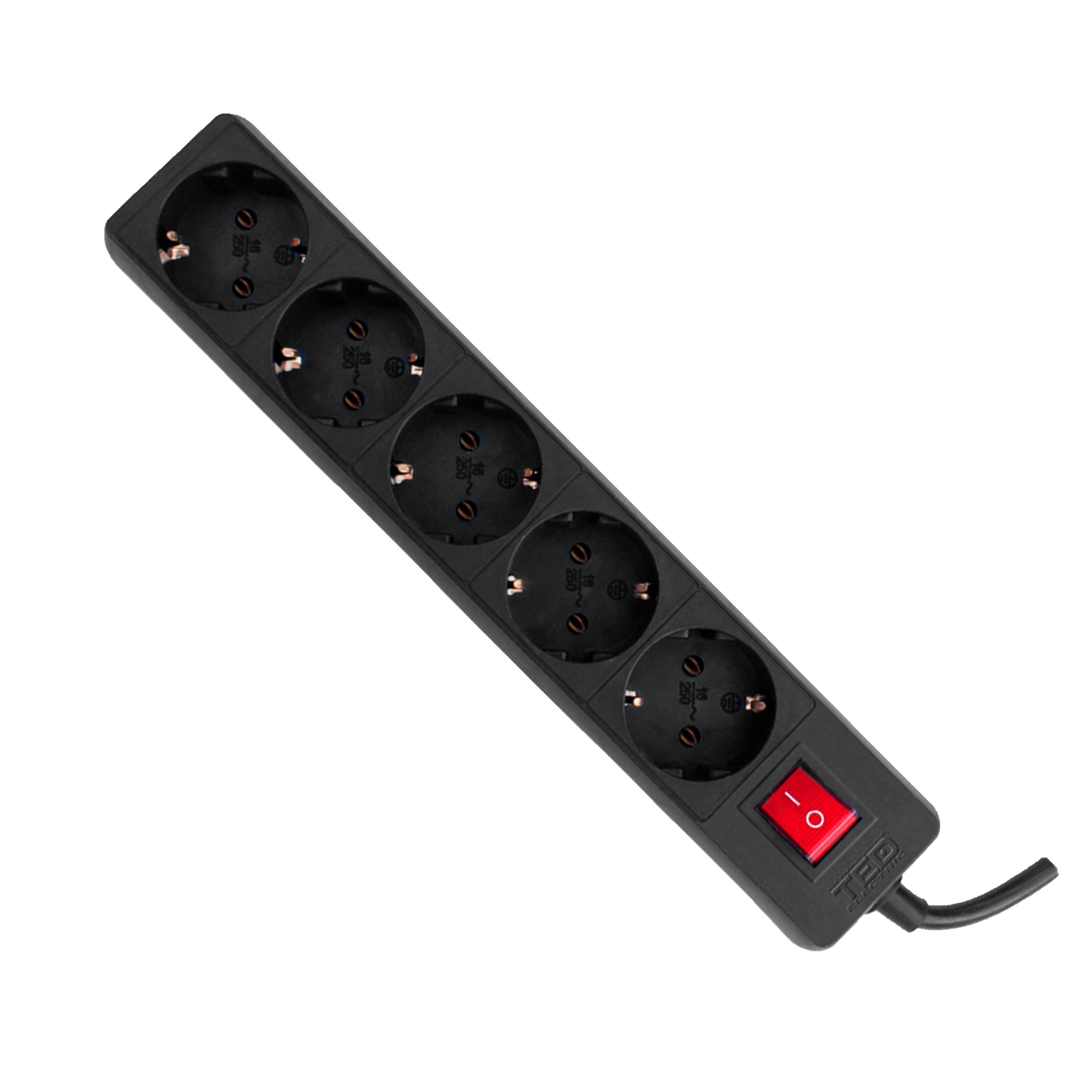 Prelungitor 5m cu 5 Schuko TED Electric - 3x1.5mm, 3680W, Negru - 2