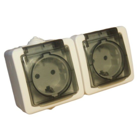 Priza Dubla Schuko Antigrond cu Capac SPN1502 OEM - Protectie si Durabilitate - 2