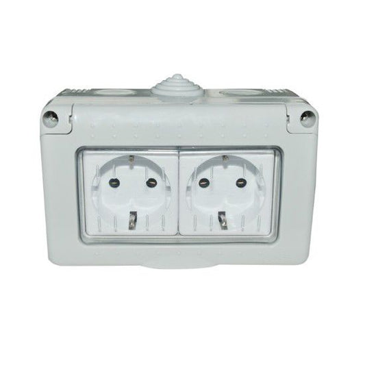 Priză Dublă Schuko IP55 OEM - Protecție Exterior, Cu Capac - 2