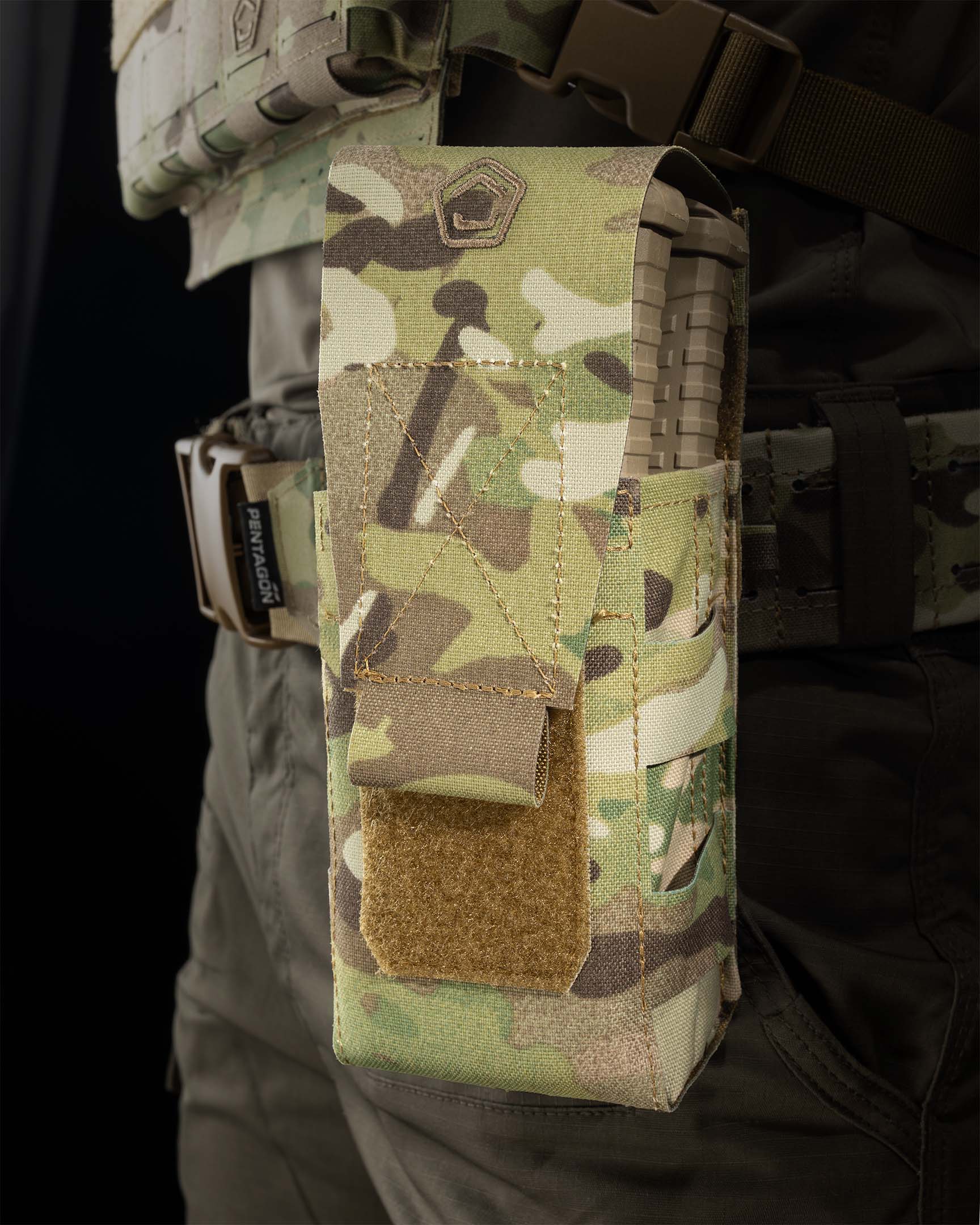 Produs Amina Double Carbine Mag Pouch -Mc Multicam Pentagon Tactical - Retenție Sigură și Acces Rapid
