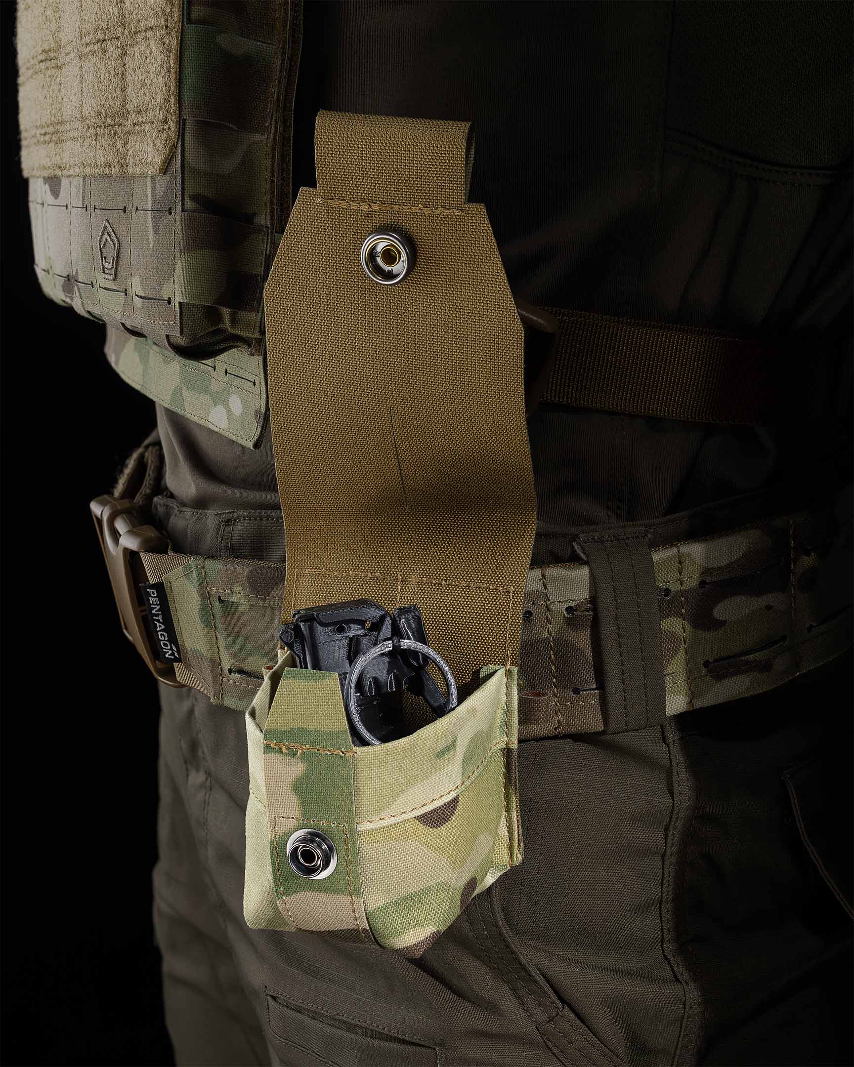 Produs Amina Frag Grenade Pouch Multicam ® -Mc Multicam Pentagon Tactical - Retenție Sigură și Fiabilitate Operațională