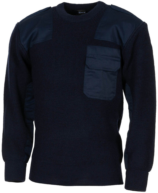 Pulover BW Pullover Albastru MFH - Buzunar la piept, Epoleți cu velcro