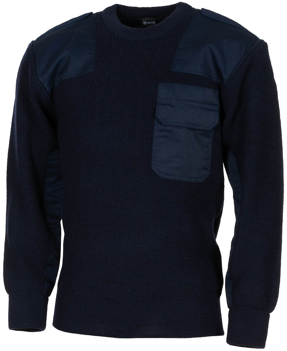 Pulover BW Pullover Albastru MFH - Buzunar la piept, Epoleți cu velcro