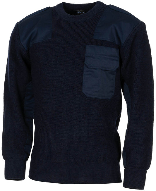 Pulover BW Pullover Albastru MFH - Buzunar la piept, Epoleți cu velcro