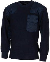 Pulover BW Pullover Albastru MFH - Buzunar la piept, Epoleți cu velcro