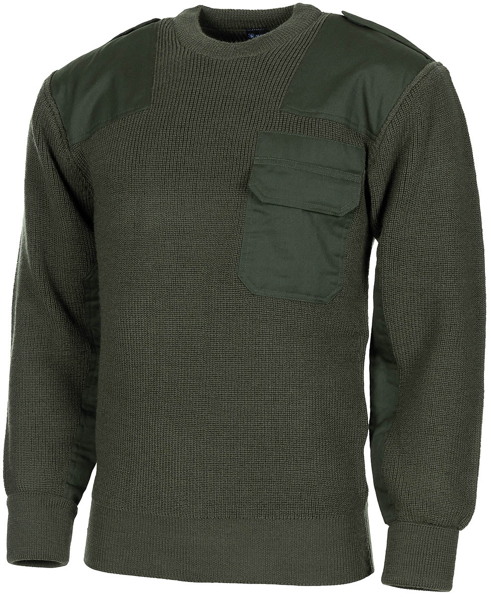 Pulover BW Pullover Oliv MFH - Buzunar Piept, Întărituri Coate