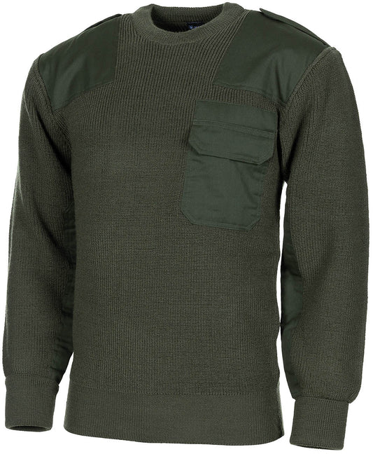 Pulover BW Pullover Oliv MFH - Buzunar Piept, Întărituri Coate