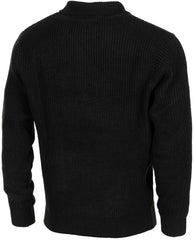 Pulover Troyer Negru MFH - Fermoar Guler Ascuns, Tricot Gros