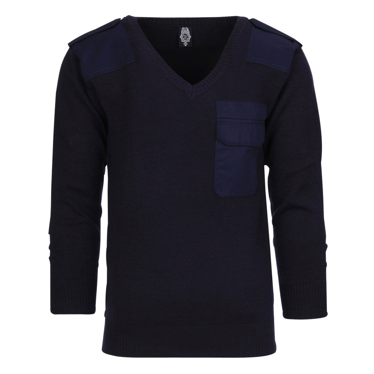 Pulover V-gât 50% Lână Albastru - Durabilitate și Stil Tactic