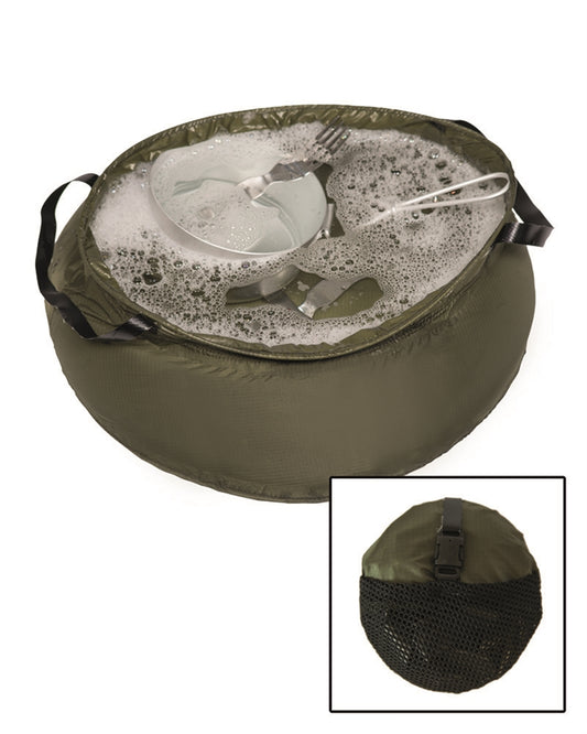 Recipient Pliabil pentru Spălat Vase Mil-Tec – 10 L, Nailon, Oliv