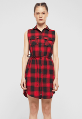 Rochie Fara Maneci Gracey Red/Black Checkered Dama Brandit - Stil Urban