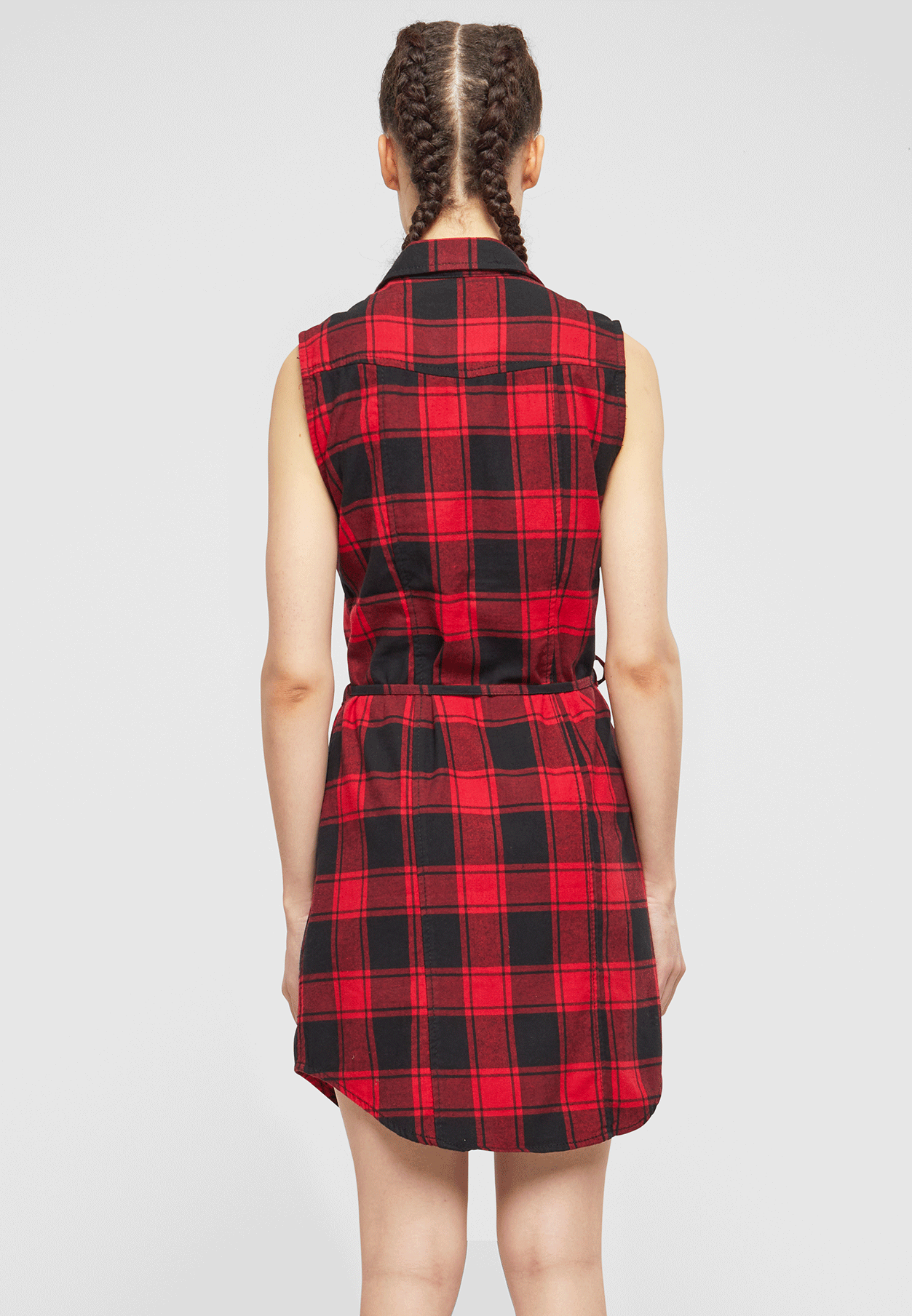 Rochie Fara Maneci Gracey Red/Black Checkered Dama Brandit - Stil Urban