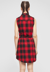 Rochie Fara Maneci Gracey Red/Black Checkered Dama Brandit - Stil Urban