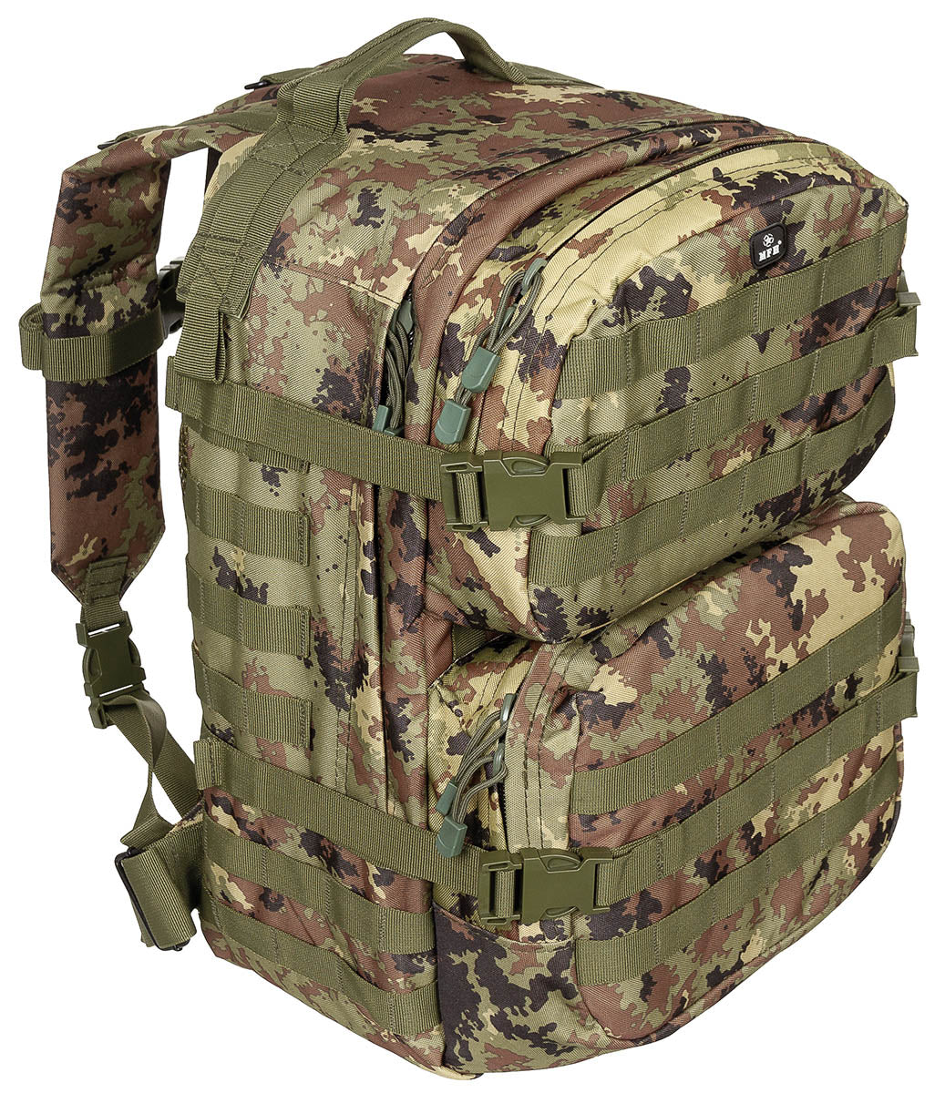 Rucsac Assault II Vegetato MFH - Bretele Căptușite, Spate Mesh