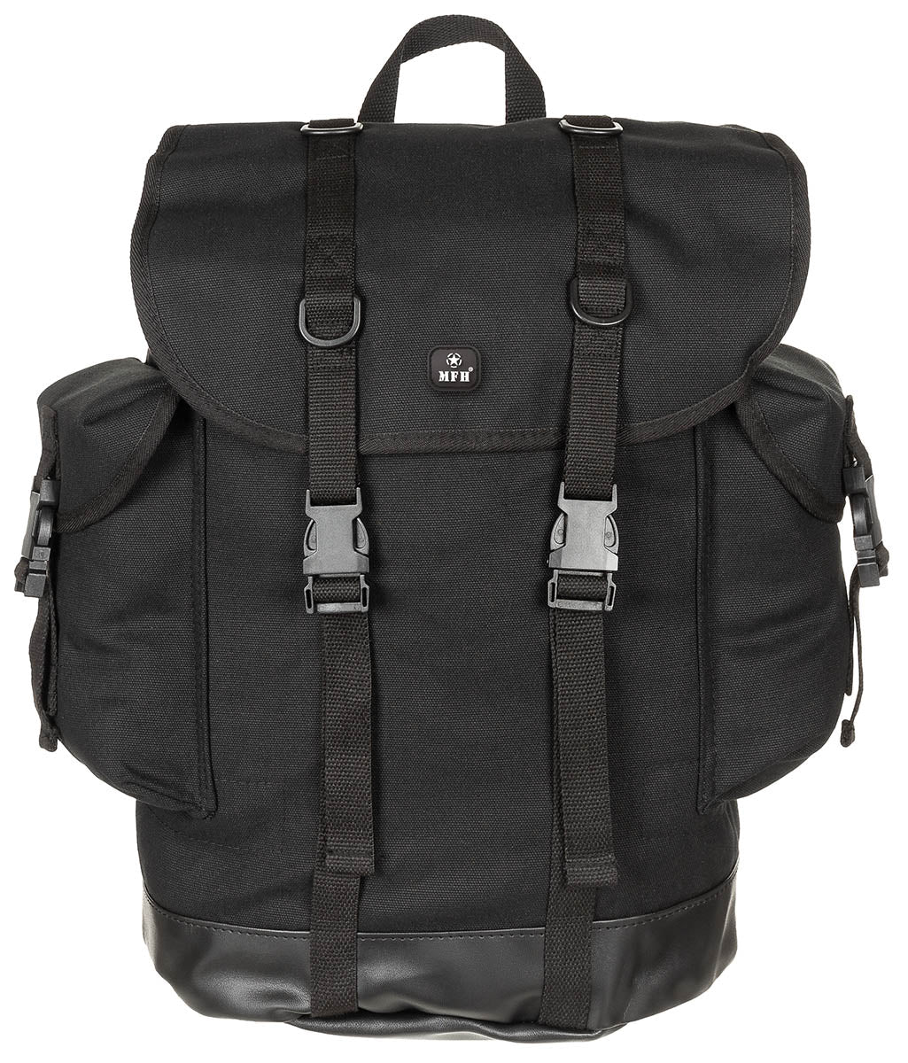 Rucsac BW Gebirgsrucksack, model nou, negru MFH - Bretele căptușite, compartiment cu șnur