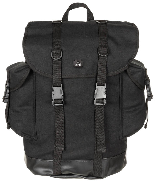 Rucsac BW Gebirgsrucksack, model nou, negru MFH - Bretele căptușite, compartiment cu șnur