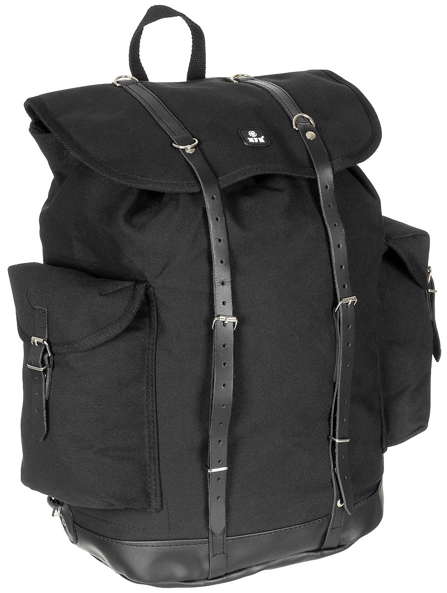 Rucsac BW Gebirgsrucksack Negru MFH - Curele Piele, Bretele Ajustabile