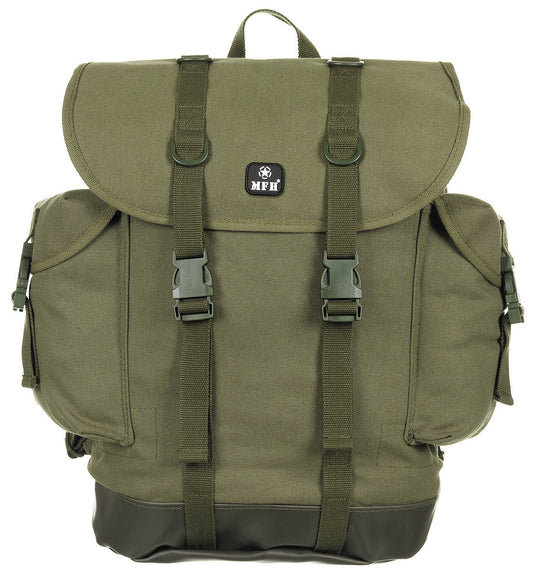Rucsac BW Gebirgsrucksack, Noul Model, Oliv MFH - Bretele Buretate, Chingă Talie